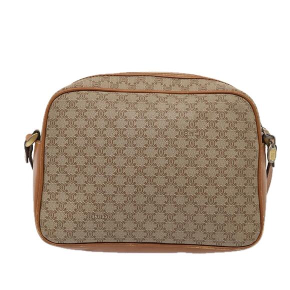 CELINE Macadam Canvas Shoulder Bag Beige Gold - Picture 3 of 12